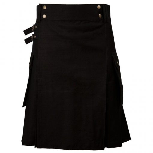 Black Casual Utility Kilt
