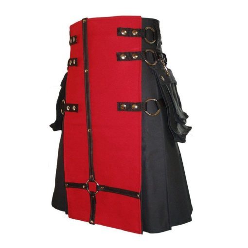 Modern Red Black Utility Kilt - Image 2