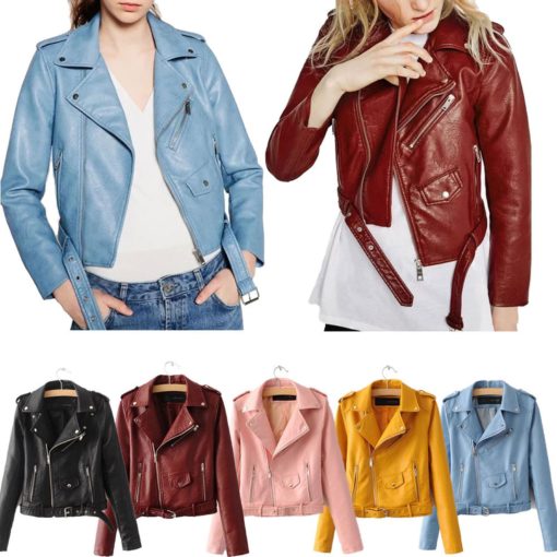 Red Leather Jacket Womens - Image 9