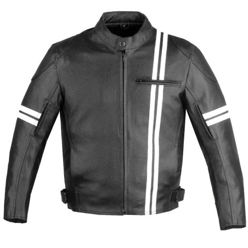 Iron Biker Motorcycle Leather Jacket With Armor Front