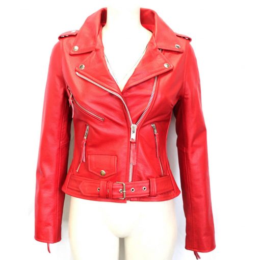 Red Leather Jacket Womens