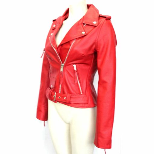 Red Leather Jacket Womens - Image 2