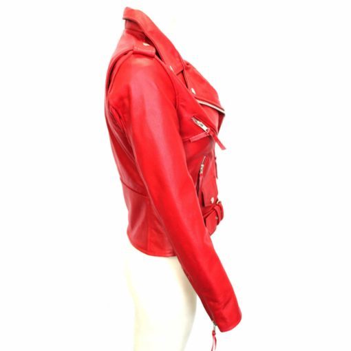 Red Leather Jacket Womens - Image 4