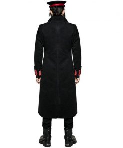 Military Long Coat Jacket Black Red Goth Steampunk Regency Aristoc Back 800x800