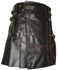 Heavy Leather Kilts For Men Red Stitched