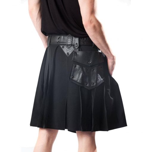 Leather Patch Gothic Utility Kilt Back