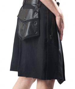 Leather Patch Gothic Utility Kilt Side