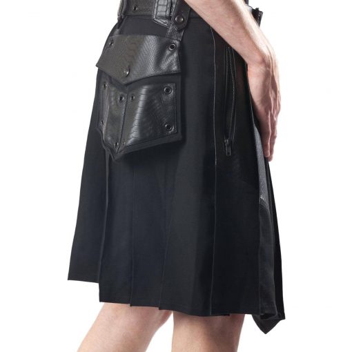 Leather Patch Gothic Utility Kilt Side