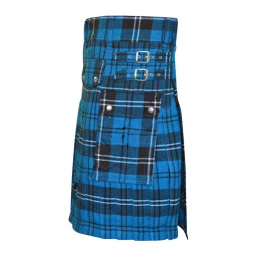 Ramsay Blue Tartan Utility Kilt Pocket