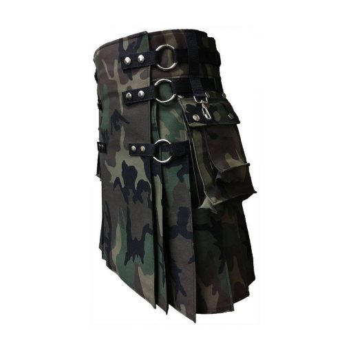 Woodland Camo Gothic Utility Kilt Side