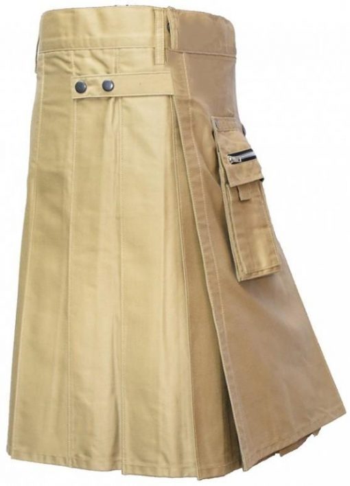 Heavy Duty Cargo Khaki Men Utility Kilt2