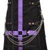 Men Purple And Black Hybrid Two Tone Utility Kilt