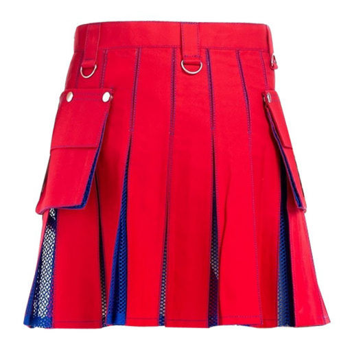 Women Red Net Utility Kilt