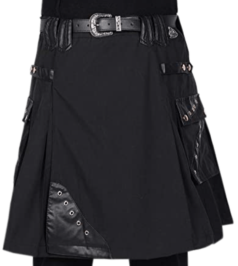 Leather Black Utility Kilt