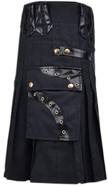 Leather Black Utility Kilt