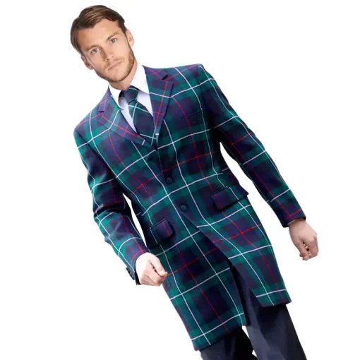 Men Long Tartan Coat