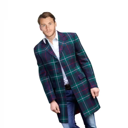 Men Long Tartan Coat - Image 2