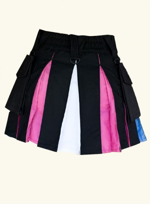 Women Rainbow Black Kilt