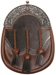 Antique Brass Brown Leather Sporran