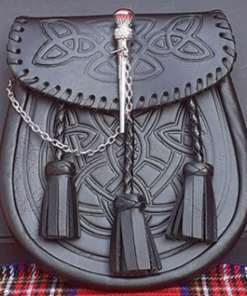 Black Celtic Embossed Leather Sporran