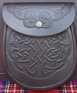 Black Leather Embossed Sporran