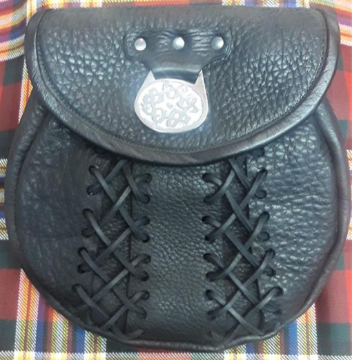 Fancy Black Leather Sporran