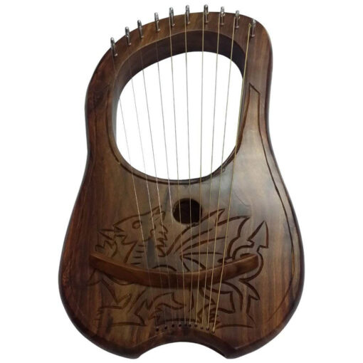 Lyre Harp 10 Metal Stings Engraved Welsh Dragon