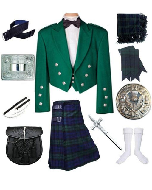 Prince Charlie Blackwatch Kilt Outfit – 11 pcs