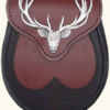 Stag Head Oxblood Leather Sporran