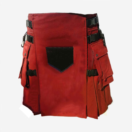 Modern Burgundy Adjustable Interchangeable Hiker Cargo Utility Kilt