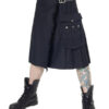 Black Fashion Cargo Pocket Utility Kilt