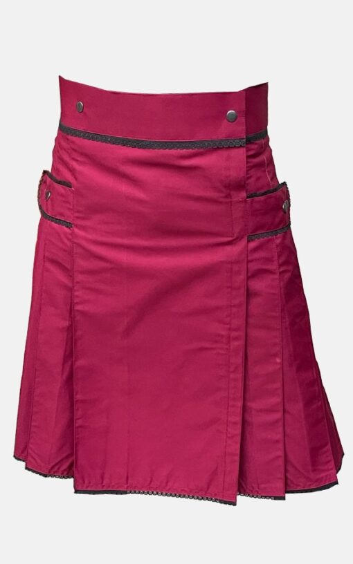 Fashion Burgundy Utility Kilt