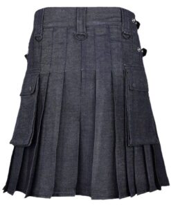 Men Black Kilt Denim