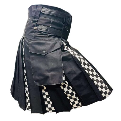 Black Hybrid Cotton Utility Kilt