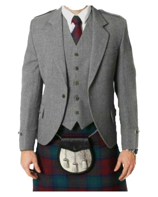 Grey Tweed Argyll Kilt Jacket