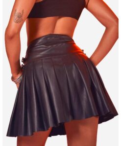 Women Black Leather Skirt