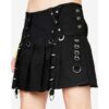 Women Punk Black Utility Kilt