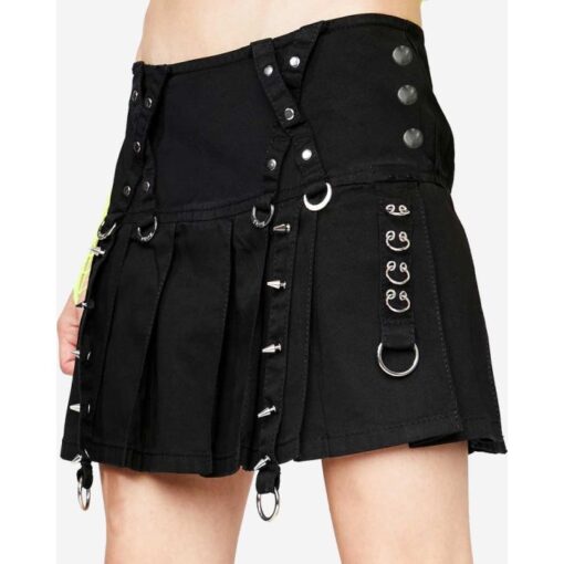 Women Punk Black Utility Kilt