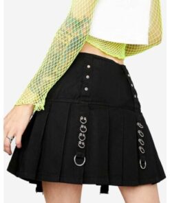 Women Punk Black Utility Kilt