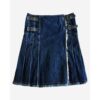 Women Blue Denim Pleated Kilt