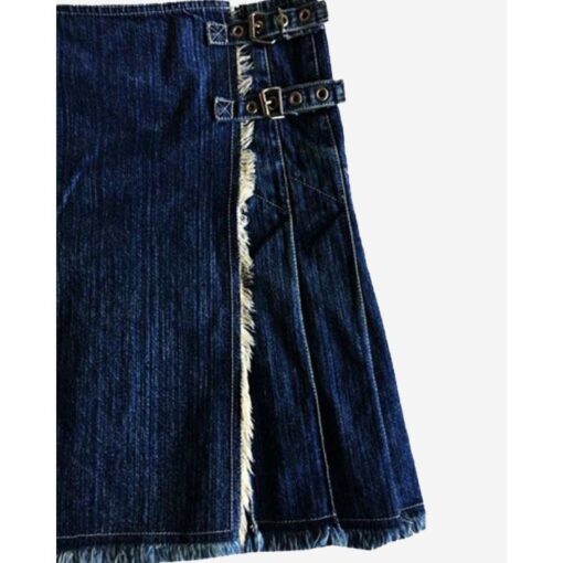 Women Blue Denim Pleated Kilt | Women Kilt | usakiltshop.com