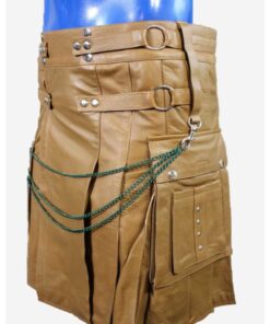 Man Brown Leather Utility Kilt